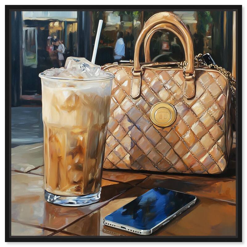Out For Some Iced Coffee Canvas by Art Remedy - Black - 40" x 40"