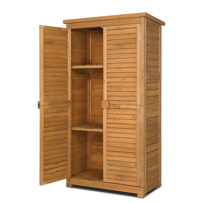 2.8 ft. W x 5.2 ft. H Garden Solid Wood Tool Storage Shed - Natural Wood