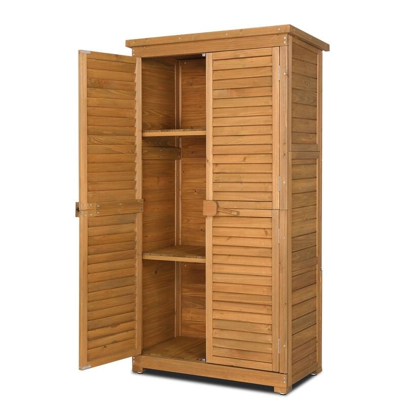 Garden Solid Wood Storage Shed - Yellow