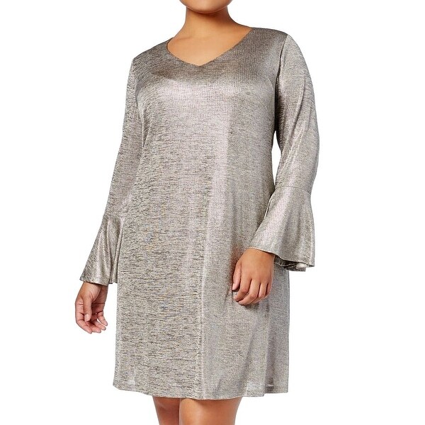 metallic shift dress