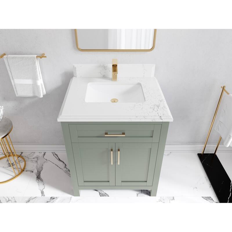 Willow Collections 30 in. W x 22 in. D Cambridge Single Sink Bathroom Vanity with Countertop - 1.5”Empira White - Evergreen