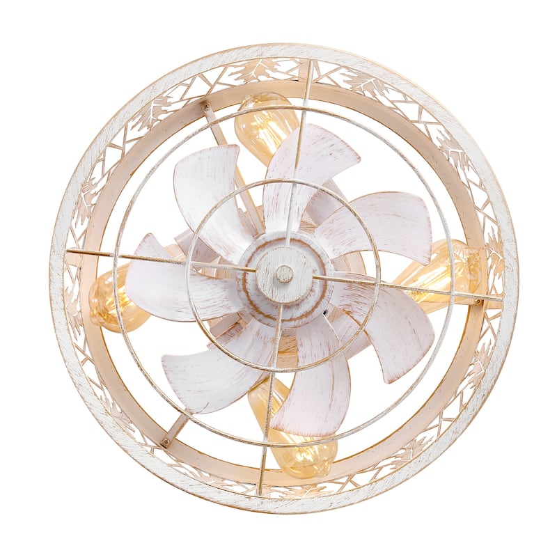 16.5-in Vintage Distressed White/Black Low Profile Ceiling Fan with Remote Control(7-blade)