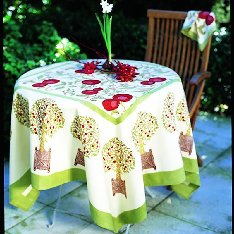 Couleur Nature Orange Tree Tablecloth - Red/Green