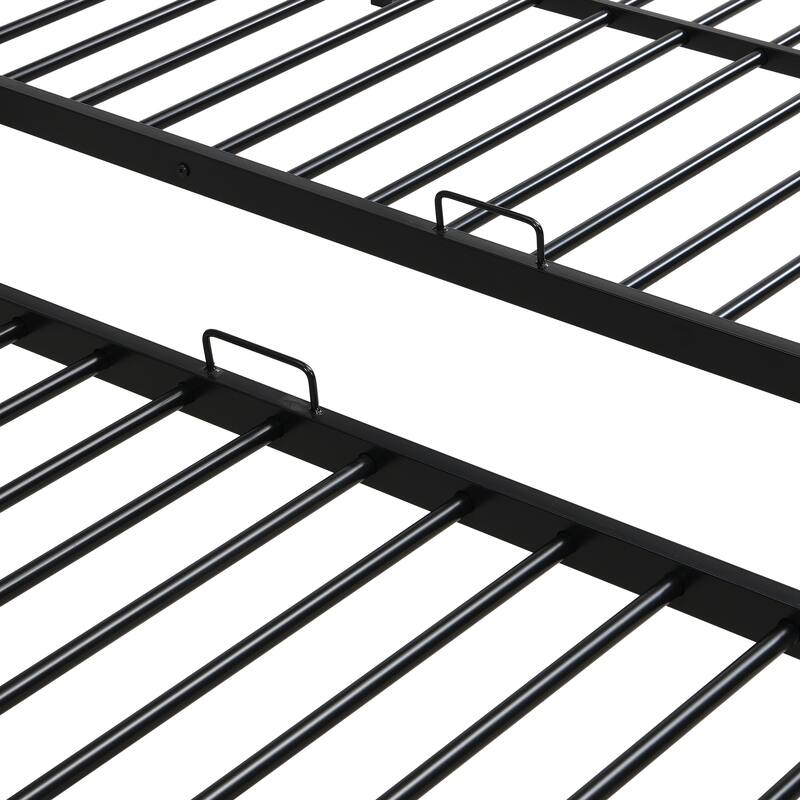 Full Over Twin Over Twin Bunk Bed ,Triple Bunk Bed With a vertical ladder, Metal Frame Bunk Bed with Safety Rail