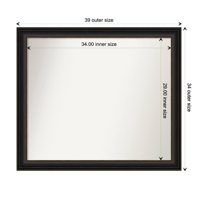 Trio Oil Rubbed Bronze Framed Non-Beveled Custom Wall Mirror, Bathroom Vanity Mirror - Outer Size: 38.5 x 33.5