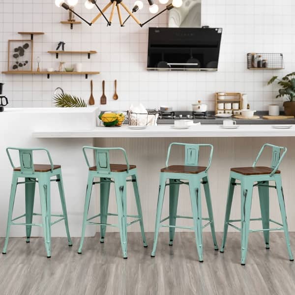 26 Inch Bar Stools Andeworld 30 Low Back Distressed Teal Bar