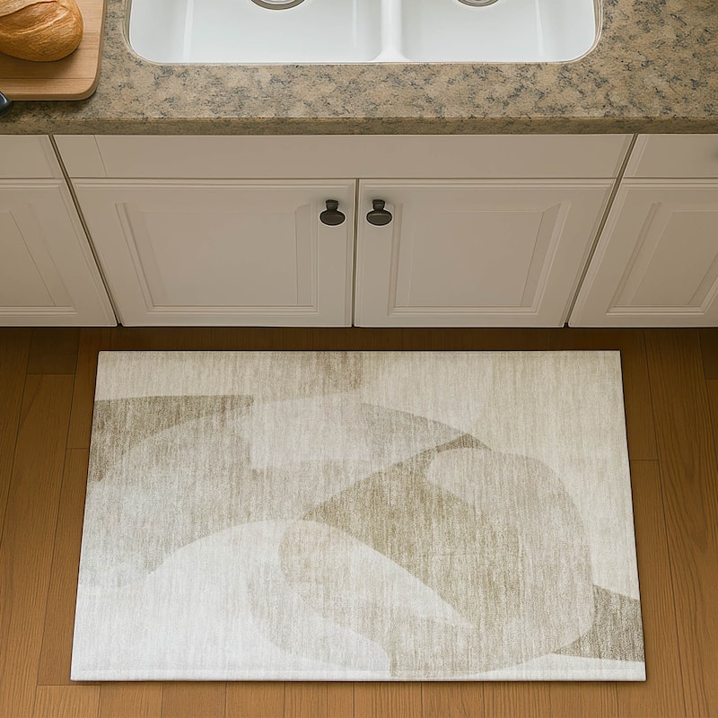 Premium Washable Super Soft Casual Contemporary Mayfield Rug - Beige - 1'8" x 2'6"