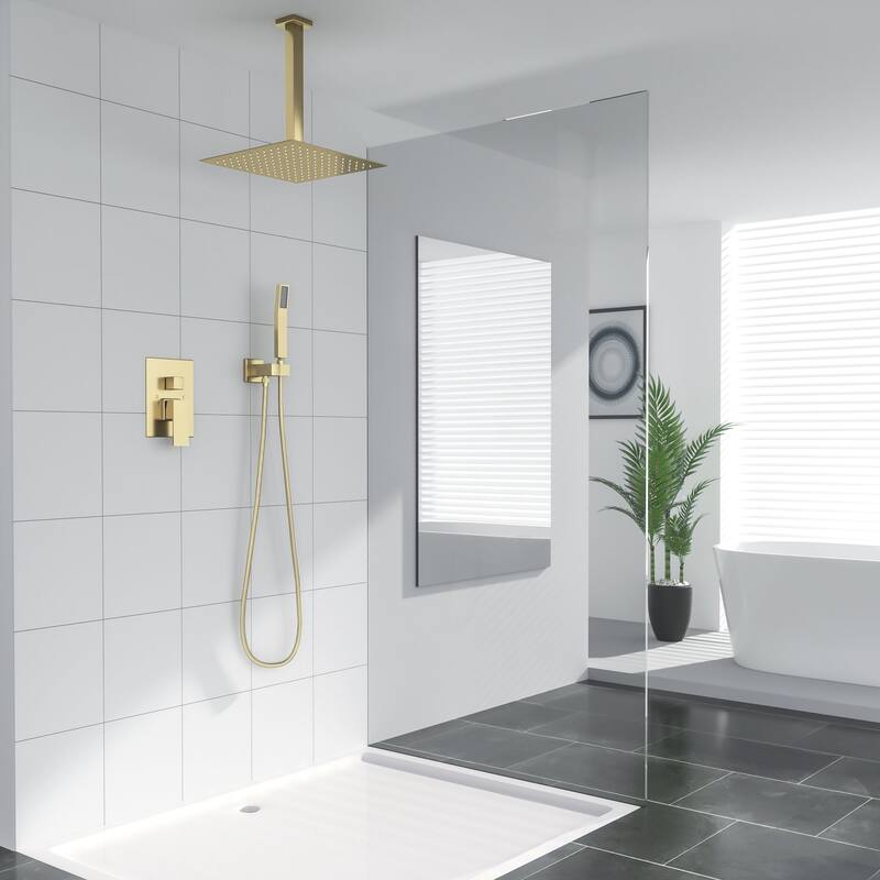 Lordear Shower System - Rainfall Overhead Shower and Handheld Shower Set with Valve Combo