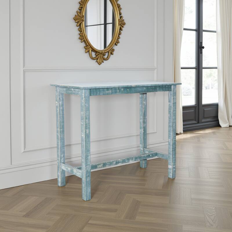 Rena Bar Height Table, 48 Inch Rectangular Seagrass Mahogany Wood
