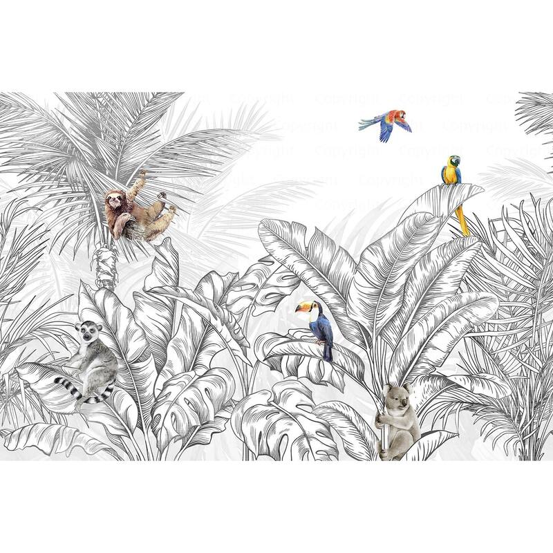 Tropical Jungle Wildlife Wallpaper Mural
