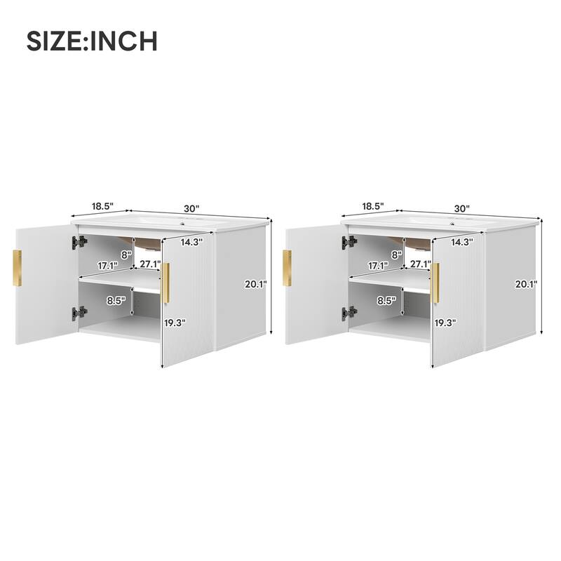 60" Bathroom Vanity Set with Ceramic Sink (Separate) & Soft Closing Doors