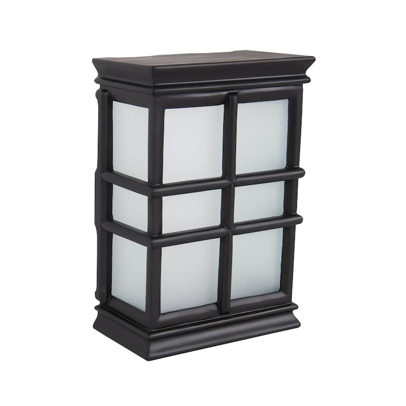 Hand-Carved Window Pane Chime in Flat Black w/ White Glass - Black