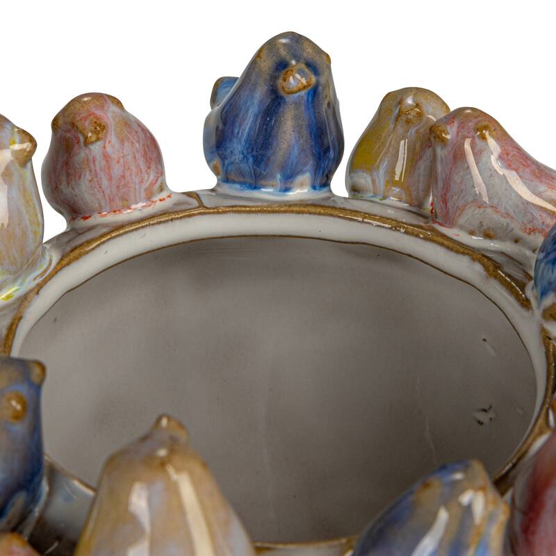 Decorative Stoneware Planter on Rim