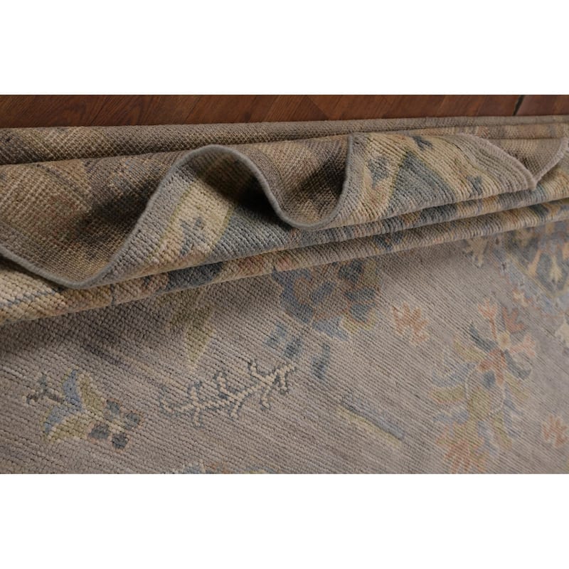 Oushak Turkish Area Rug Handmade Vegetable Dye Grey Wool Carpet - 8'0"x 10'1"