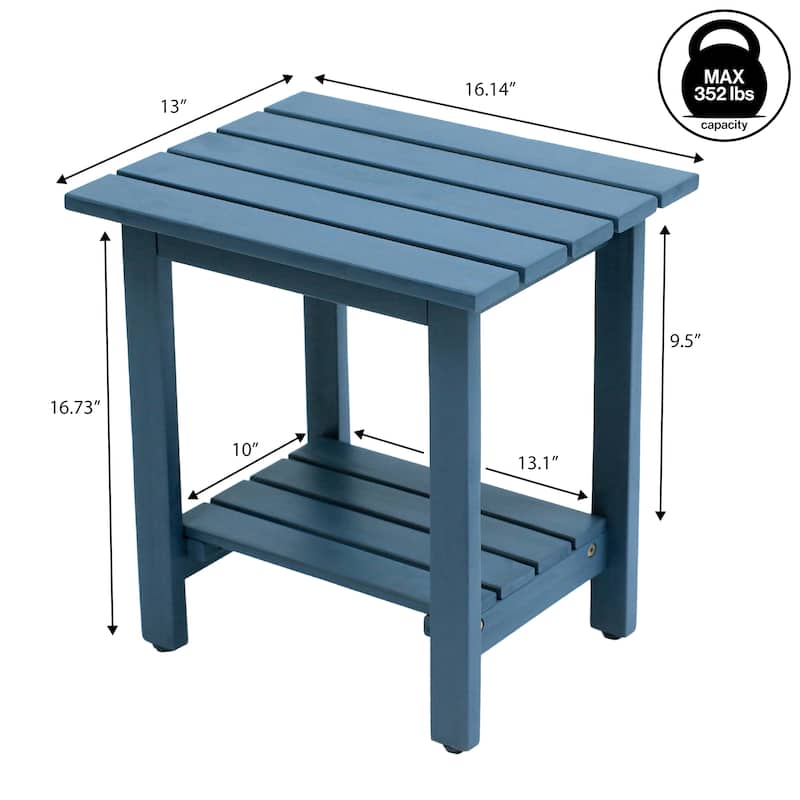 Kellie 16.1" Slatted Solid Acacia Wood Indoor/Outdoor Side Table with Shelf, By JONATHAN Y