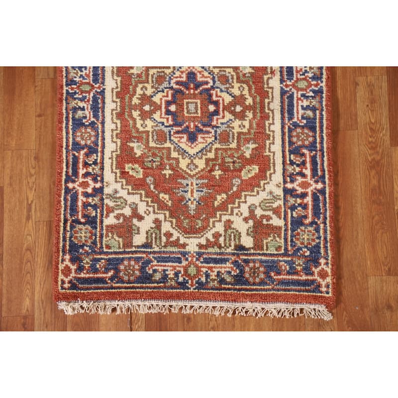 Orange Heriz Indian Runner Rug Hand-knotted Wool Carpet - 2'6"x 7'11"