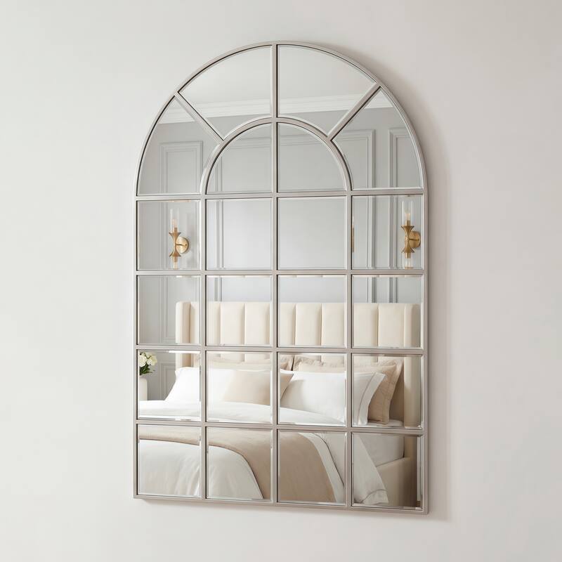 Beveled Arch Window Panel Wall Floor Mirror - Clear - 30 in. x 0.9 in. x 44 in.