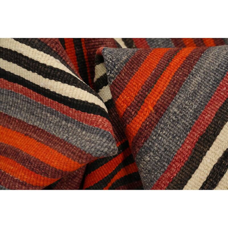 Hand Woven Oriental 100% Wool Carpet Southwestern Geometric Multi-Colored Kilim Area Rug - 10' 11'' X 4' 7''