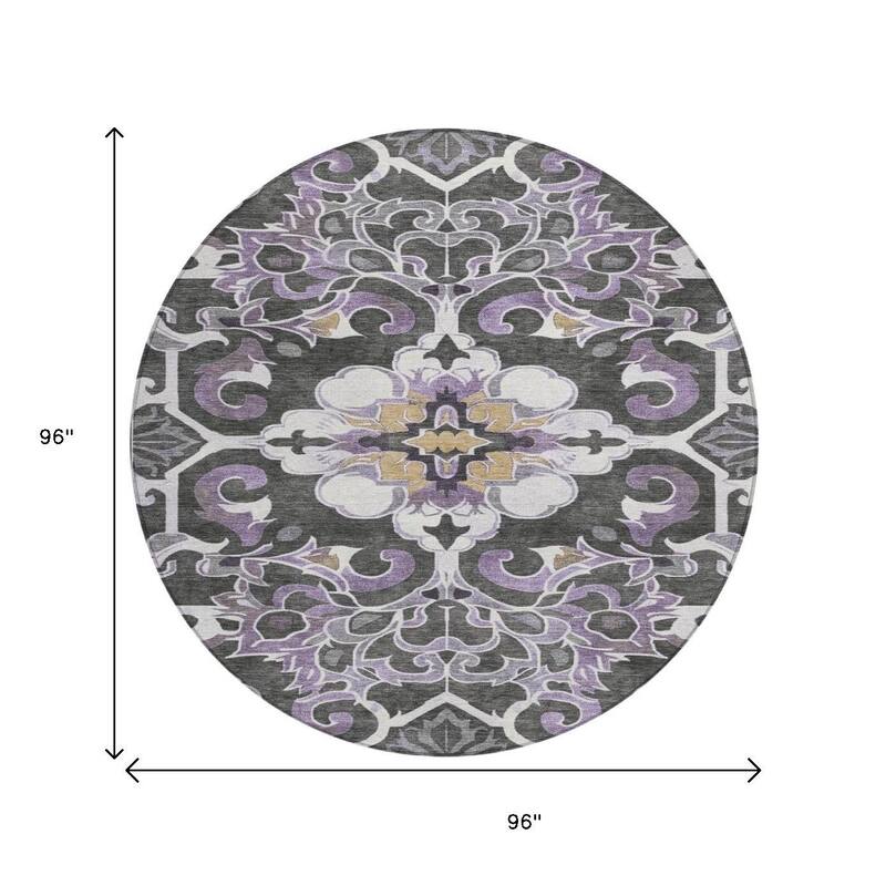 HomeRoots Damask Traditional Rectangle Outdoor Rug