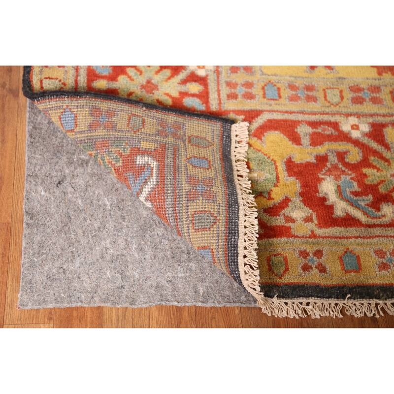 Heriz Serapi Indian Large Rug Handmade Orange Wool Carpet - 11'9" x 15'0"