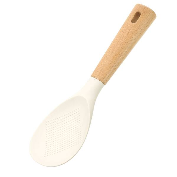 Silicone Rice Paddle Non-Stick Rice Spoon Stand-up Rice Spatula White ...