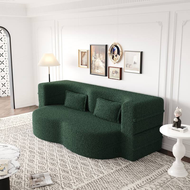 Versatile Convertible Foam Sofa Bed with Removable Cushions and Pillows