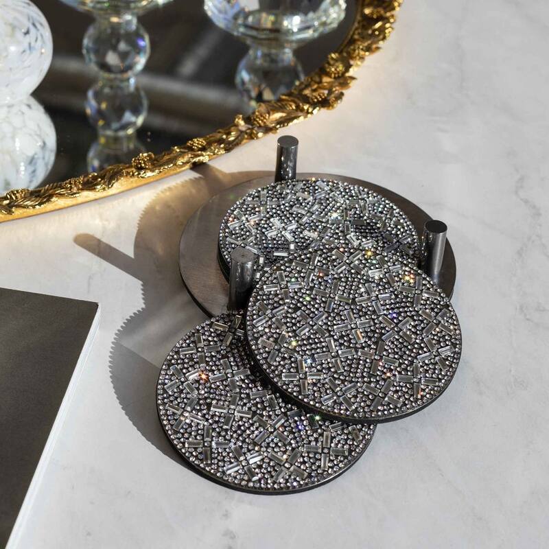 Sparkles Home Madison Avenue Rhinestone Coaster Set