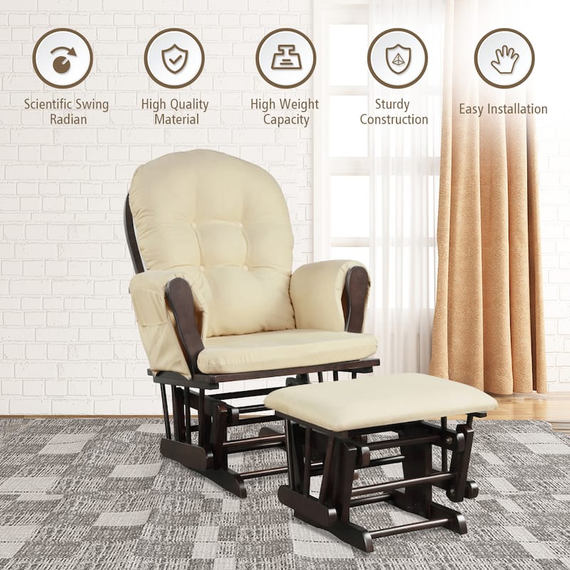 Gymax Baby Nursery Relax Rocker Rocking Chair Glider & Ottoman Set w/