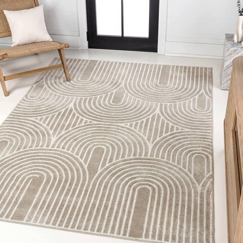 JONATHAN Y Nordby Abstract Groovy Striped Light Blue/Ivory Area Rug