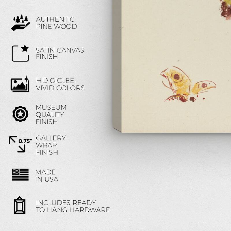 Wynwood Studio Canvas Animals Odilon Redon - Five Butterflies White and Modern & Contemporary Wall Art Canvas Print