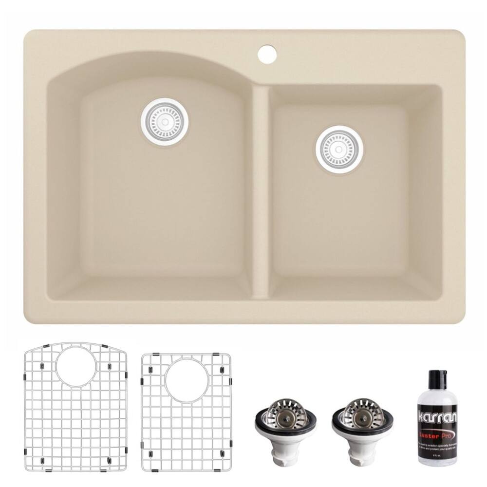 Karran USA QT-610-PK1 Quartz QT 33" Drop In Double Basin Quartz