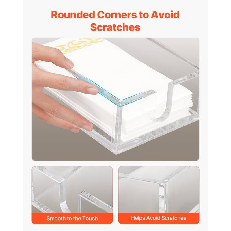 Clear Acrylic Napkin Holder with Durable U-Shaped Design and Easy Access - 9.1 x 5.5 x 2.6 inch