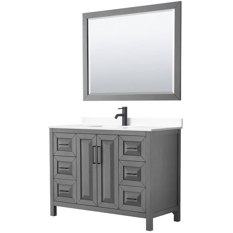 Wyndham Collection Daria 48" Free Standing Single Basin Vanity Set - Dark Gray / White Cultured Marble Top / Matte