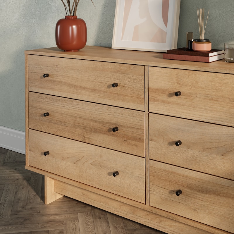 Prepac Finnley 6-Drawer 61" W Dresser, Modern Clothing Organizer for Home, Bedroom, Living Room