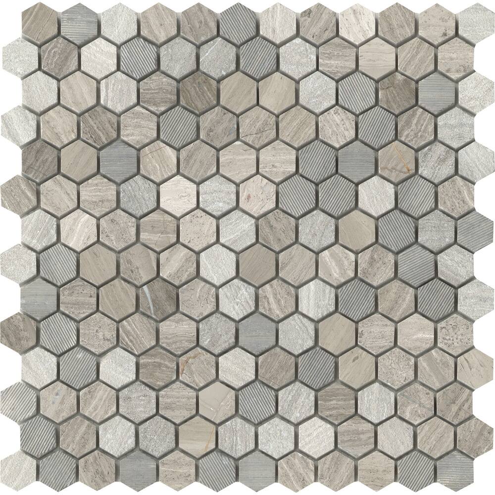 Emser Tile Marble - 12" x 12" Hexagon Geometric Mosaic Wall Tile -