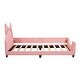 preview thumbnail 11 of 20, Twin Size Upholstered Daybed with Playful Carton Ears Shaped Headboard, Pink - Sturdy Wooden Frame, Comfortable Padding