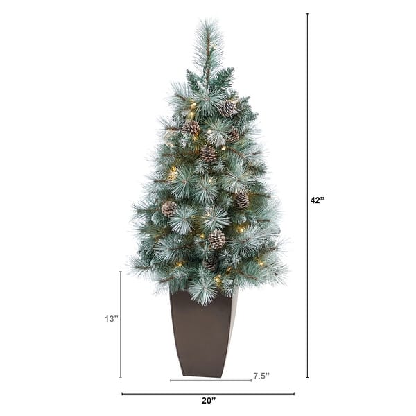 3.5' Frosted Artificial Christmas Tree with 50 Lights in Planter