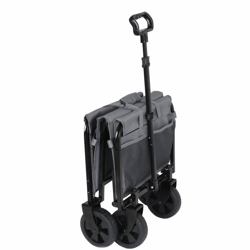 All-in-One Convertible Folding Utility Trolley with 4 Wheels, Bench Seat & Dog Leash