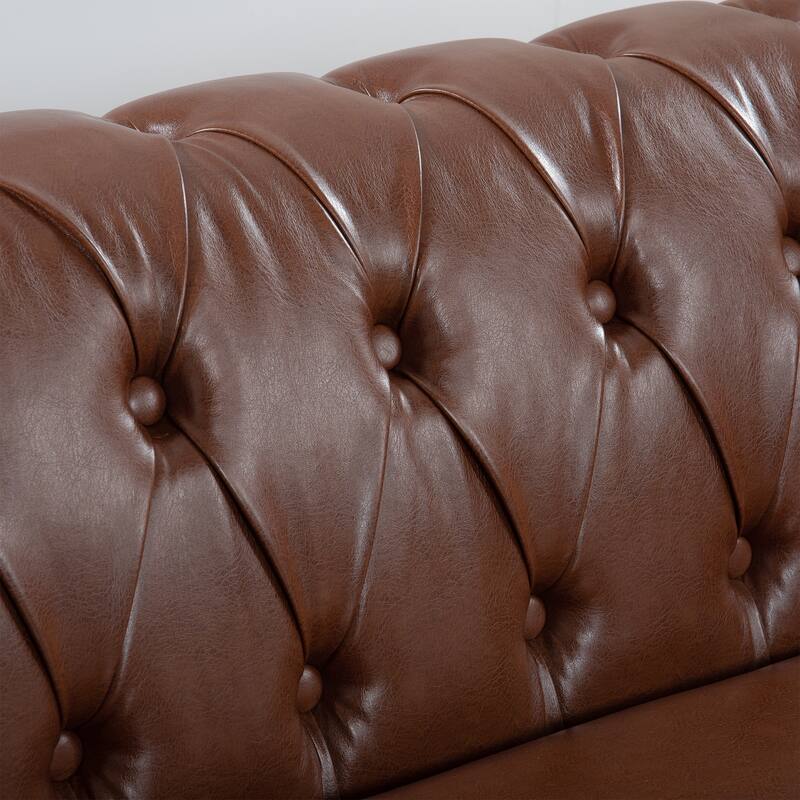 84.65" Rolled Arm Chesterfield 3 Seater Sofa