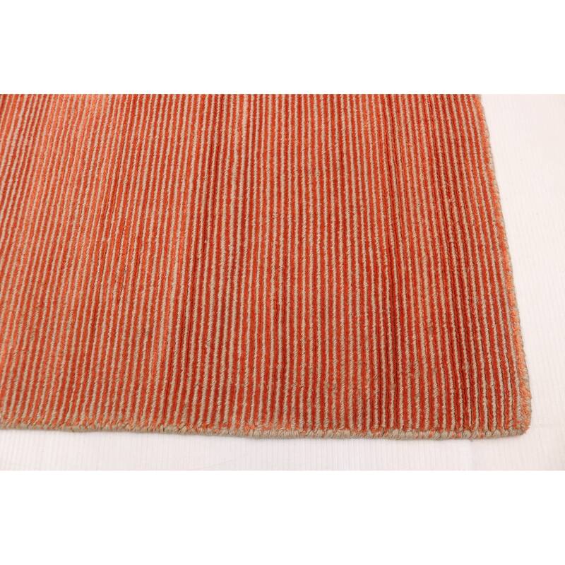 ECARPETGALLERY Hand Loomed Shimmer Dark Copper Viscose, Wool Rug - 5'7 x 7'11