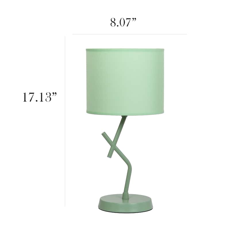 Modern Geometric Metal Table Lamp with Fabric Drum Shade for Bedroom Living Room Office Decor - 8.07” x 8.07” x 17.13”