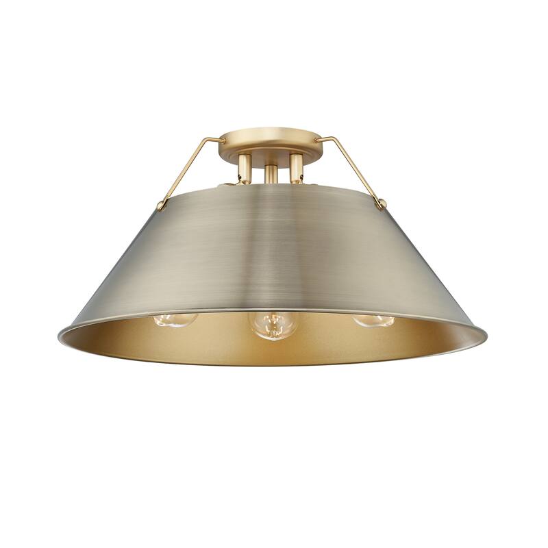 Orwell 3-Light Flush Mount in Brushed Champagne Bronze with Aged Brass - Gold