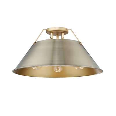 Orwell 3-Light Flush Mount in Brushed Champagne Bronze with Aged Brass - Gold