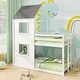 preview thumbnail 1 of 7, Solid Wood Twin Over Twin Bunk Bed with Guardrail and Ladder, Perfect for Kids Bedrooms White-Grey
