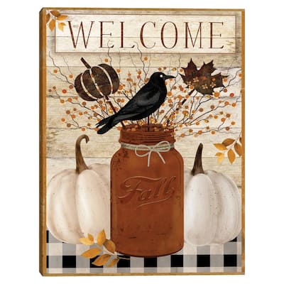 Fall Colored Mason Jar by Beth Albert Canvas Art Print