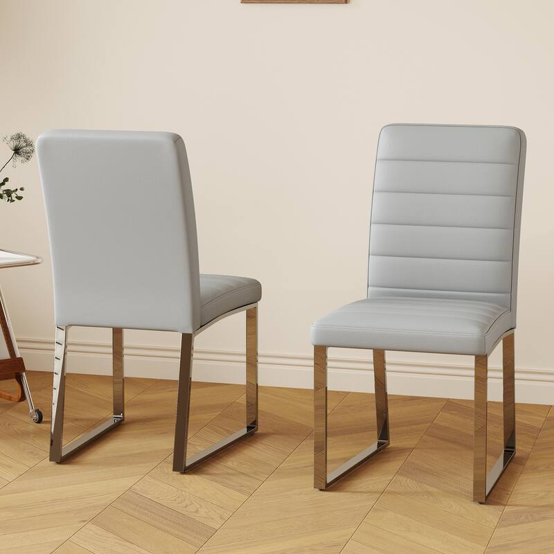 Heavy-Duty Chair Set‌: Features A 2.1-Inch Thick Cushion, Sturdy Iron Frame, And Classic Color Options - Set of 2 - Light Gray
