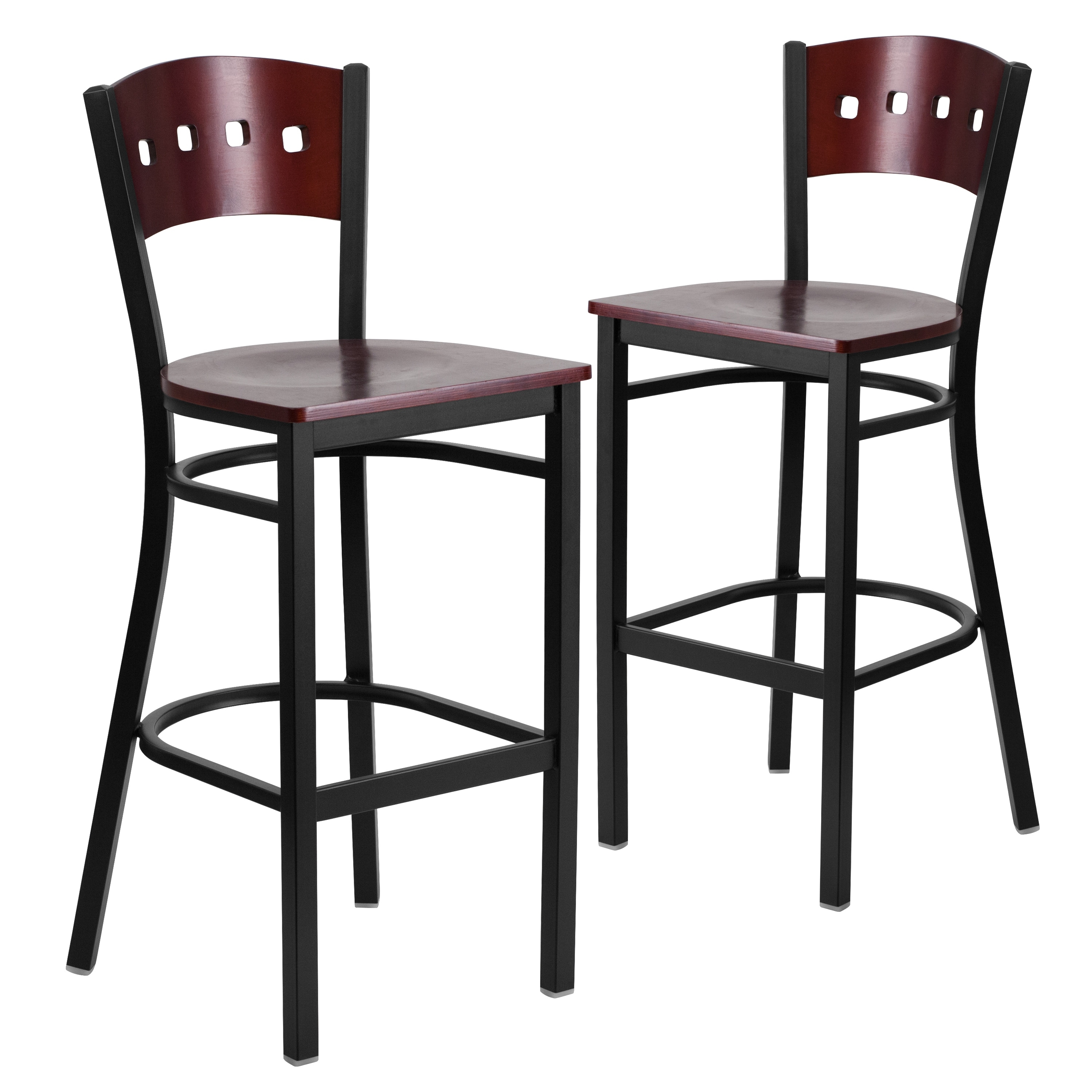 black mahogany back metal restaurant bar stools set of 2