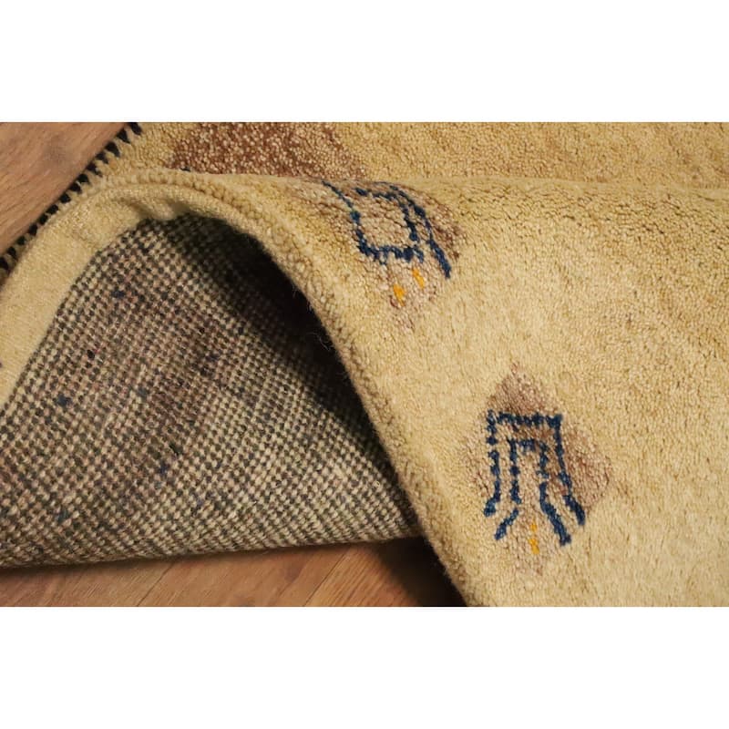Hand Knotted Oriental 100% Wool Carpet Modern Bordered Beige & Ivories Gabbeh Area Rug - 6' 0'' X 4' 1''