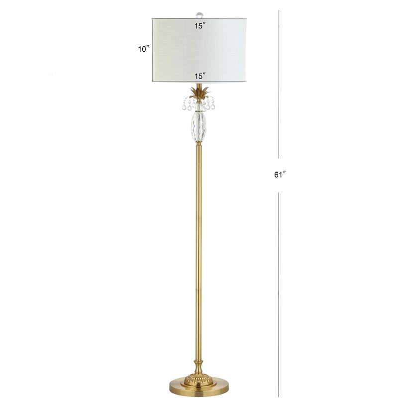 Amelia 61" Crystal / Metal LED Floor Lamp, Clear/Brass Gold by JONATHAN Y - Brass Gold/Clear - 61" H x 15" W x 15" D