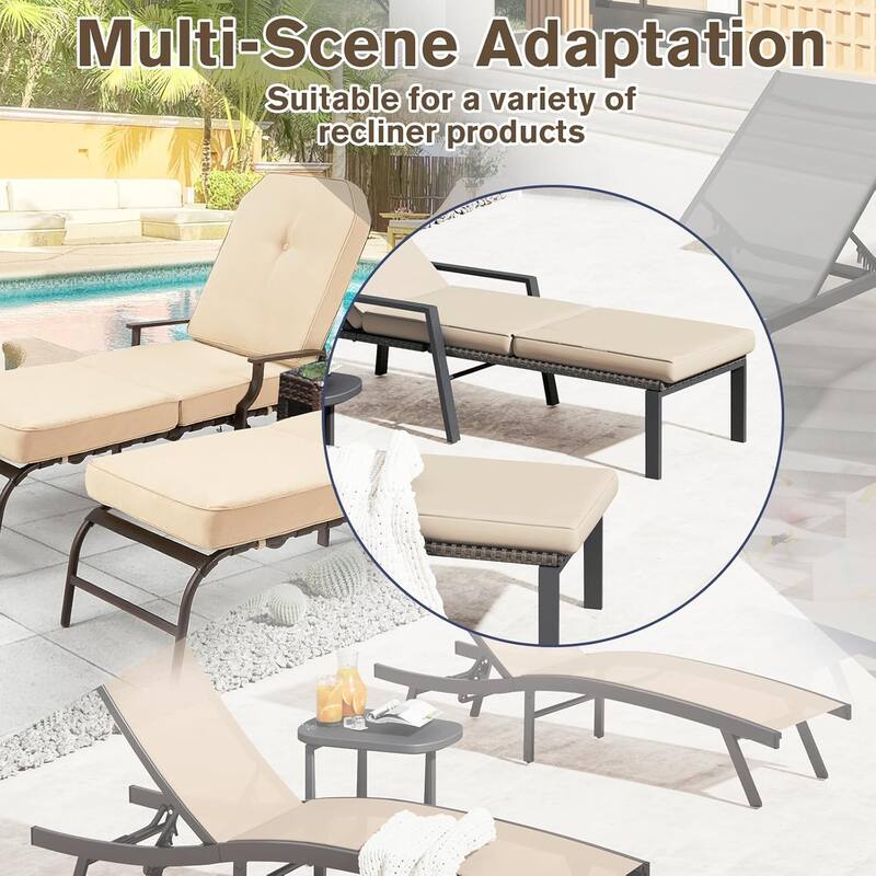 AECOJOY Chaise Lounge Cushions Outdoor Set of 2, Patio Lounge Chair Cushion for Outdoor Furniture